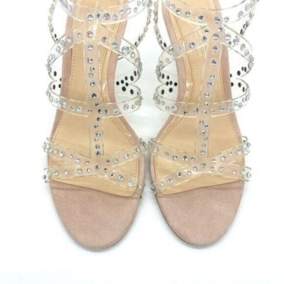 Vince Camuto Womens Imagine  Rhinestone Leather Open Toe Heels Sandals - Picture 8 of 14